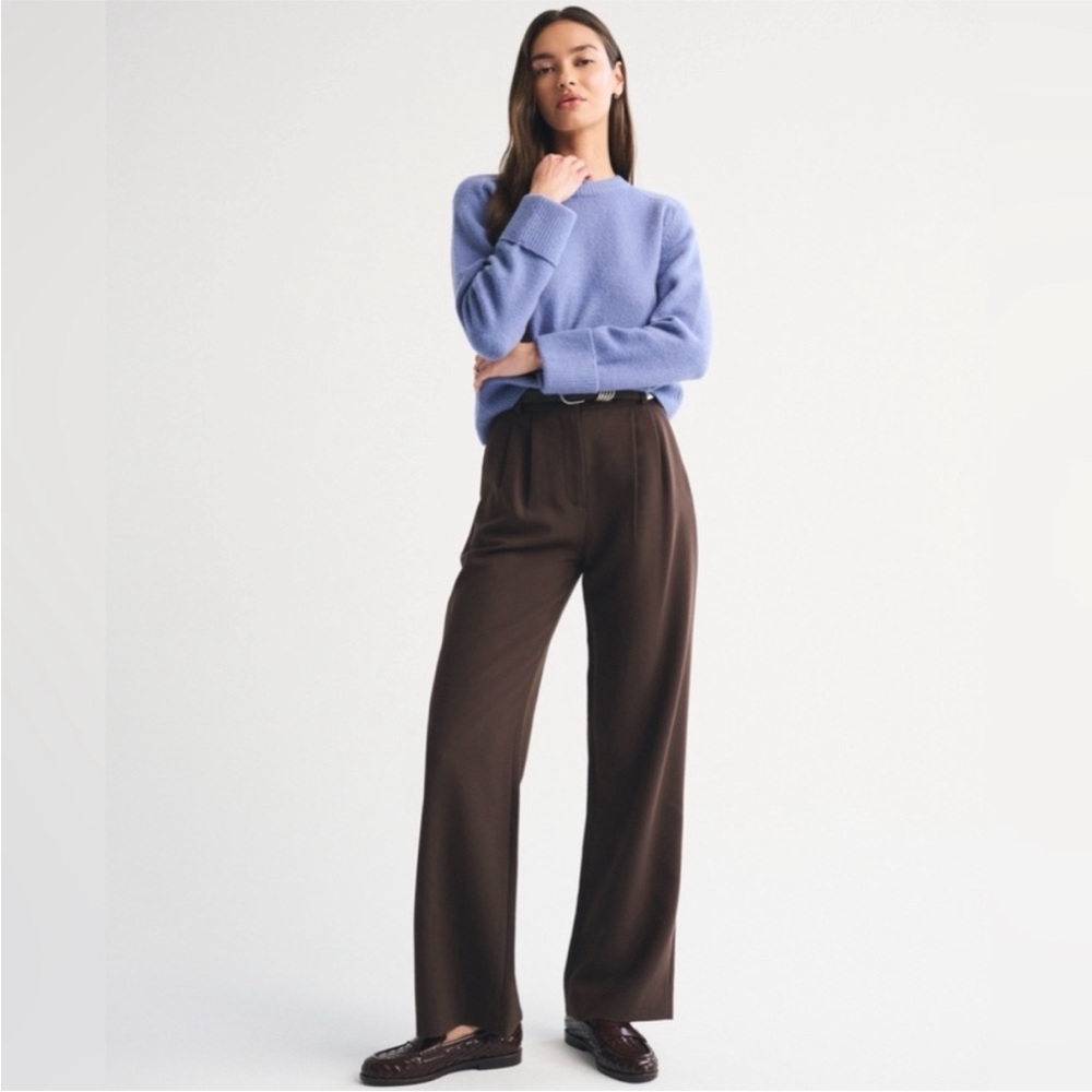 Abercrombie & Fitch Sloane Wide-Leg Trousers Dark Brown XS Short